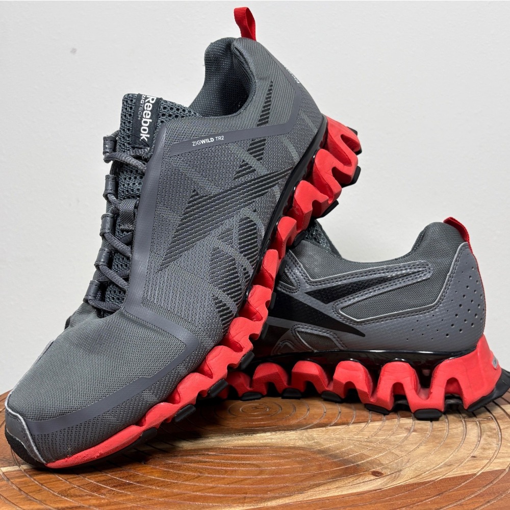 Reebok ZigWild TR2 Men's 12 Gray Red ZigTech Trail Running Outdoor Shoes BD2275